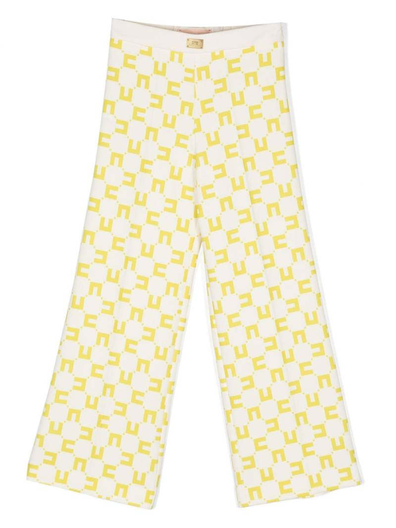 Elisabetta Franchi La Mia Bambina monogram-print pleated trousers - White von Elisabetta Franchi La Mia Bambina