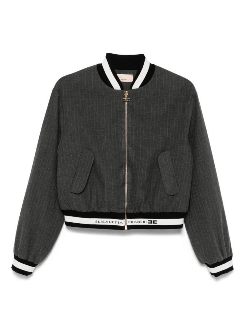 Elisabetta Franchi La Mia Bambina pinstriped bomber jacket - Grey von Elisabetta Franchi La Mia Bambina