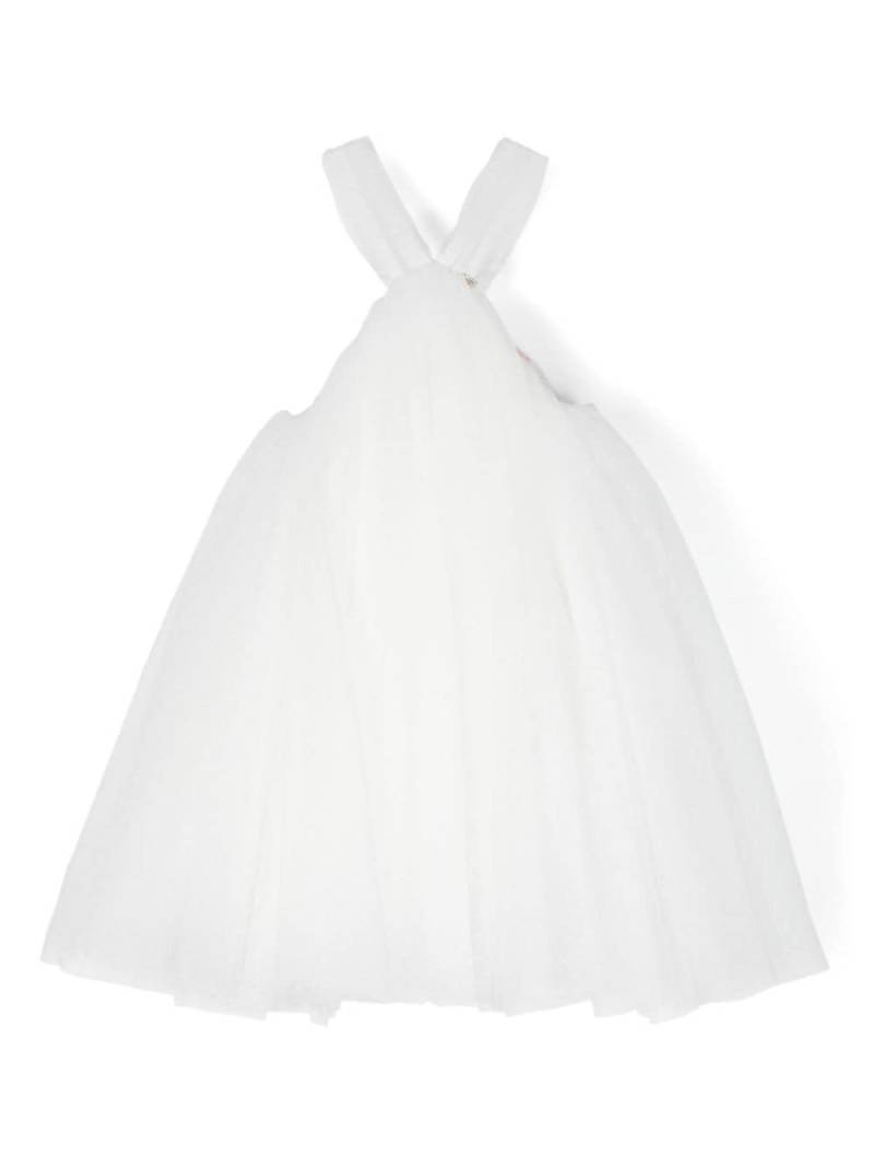 Elisabetta Franchi La Mia Bambina point d'esprit flared dress - White von Elisabetta Franchi La Mia Bambina