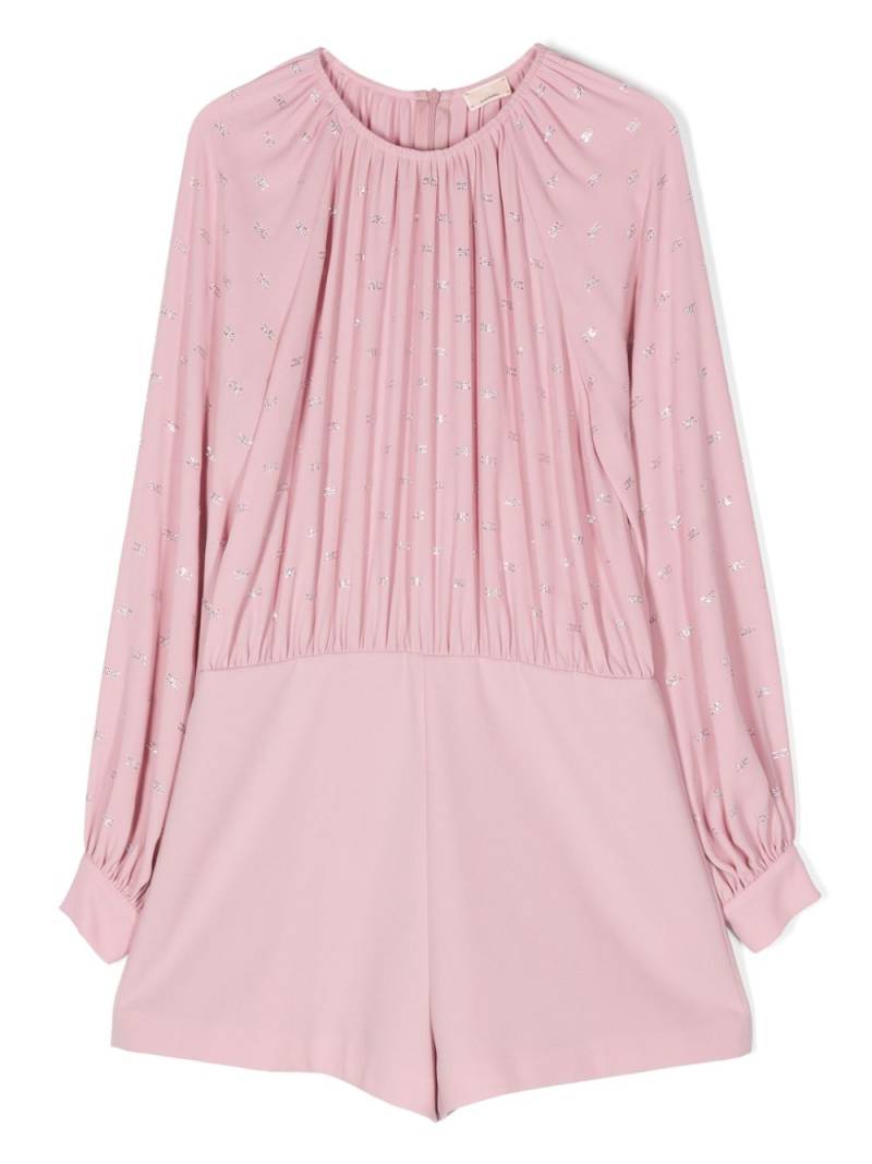 Elisabetta Franchi La Mia Bambina rhinestone-embellished pleated playsuit - Pink von Elisabetta Franchi La Mia Bambina