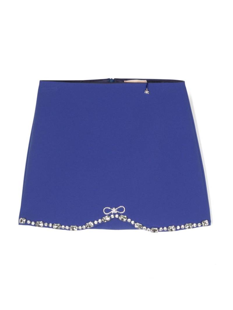 Elisabetta Franchi La Mia Bambina rhinestone-embellishment crepe skirt - Blue von Elisabetta Franchi La Mia Bambina