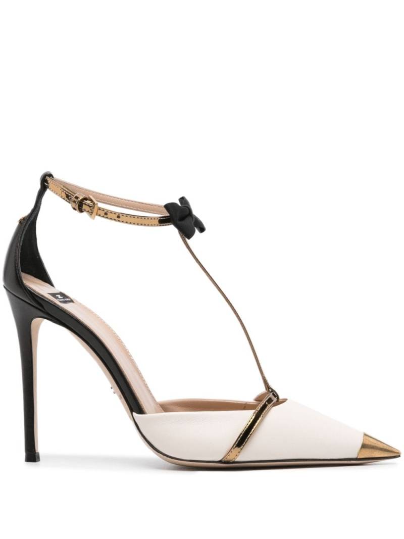 Elisabetta Franchi 105mm bow-detail leather pumps - Neutrals von Elisabetta Franchi