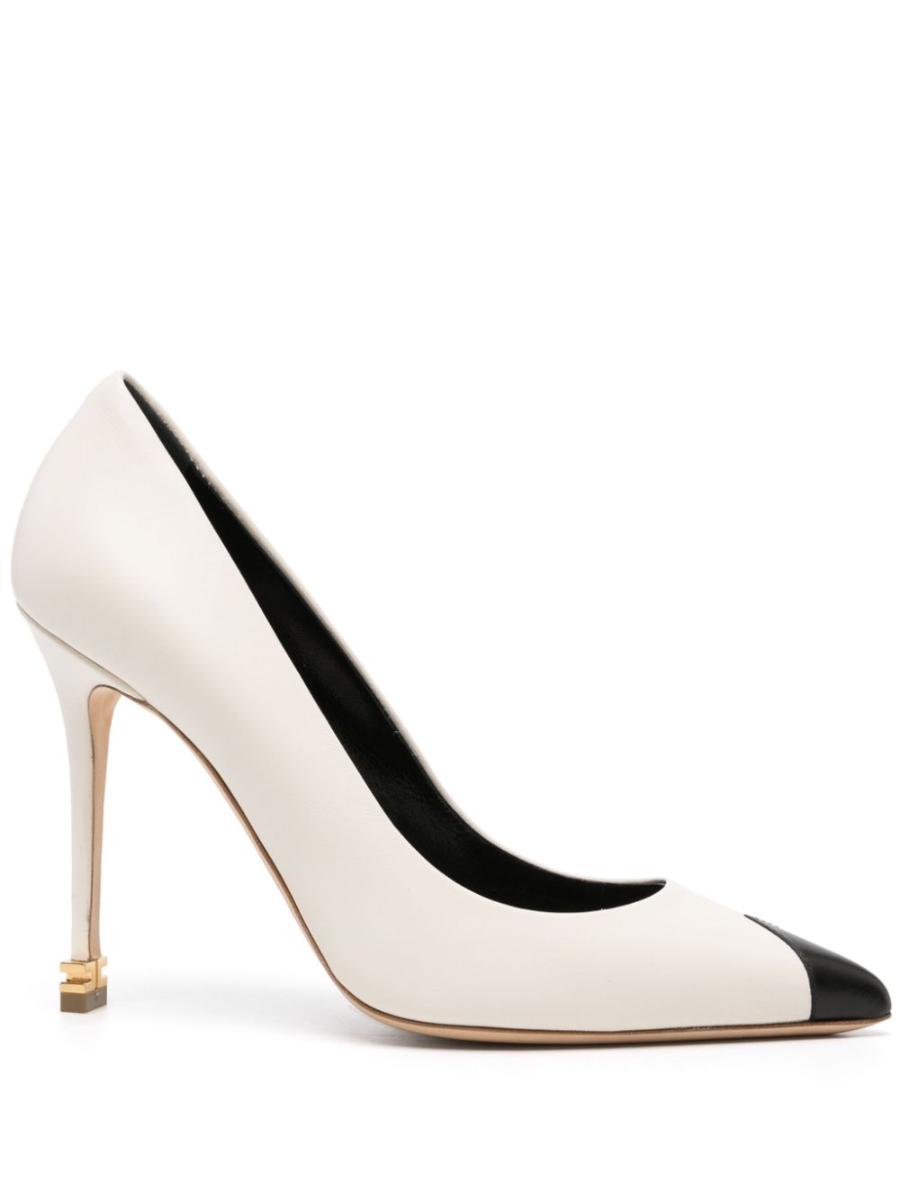 Elisabetta Franchi 105mm metal-logo leather pumps - White von Elisabetta Franchi