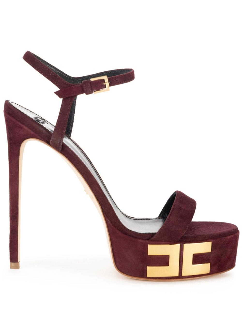 Elisabetta Franchi 135mm logo suede platform sandals - Red von Elisabetta Franchi