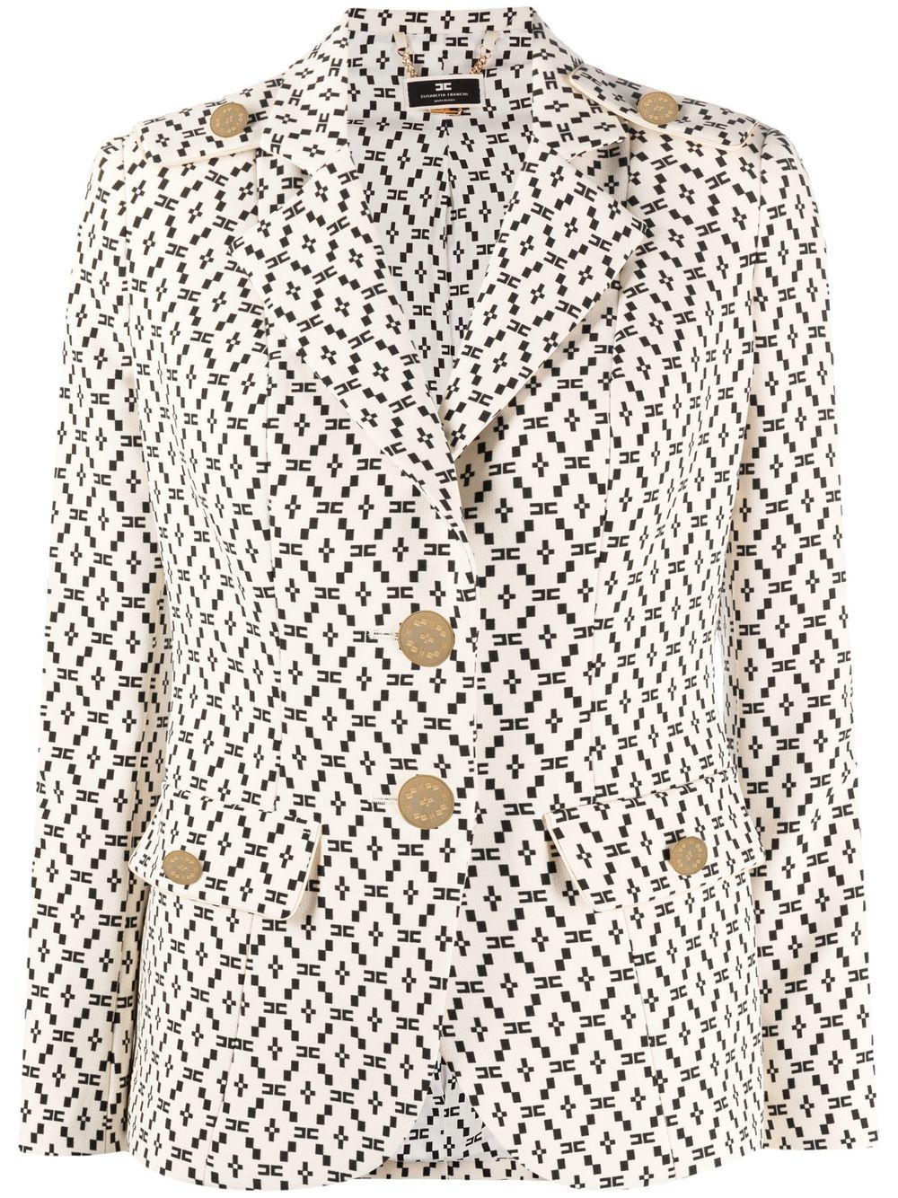 Elisabetta Franchi diamond-print double-breasted blazer - White von Elisabetta Franchi