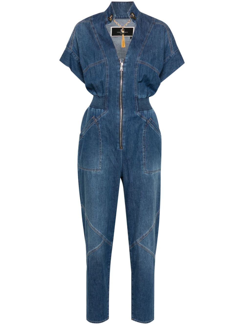 Elisabetta Franchi V-neck denim jumpsuit - Blue von Elisabetta Franchi