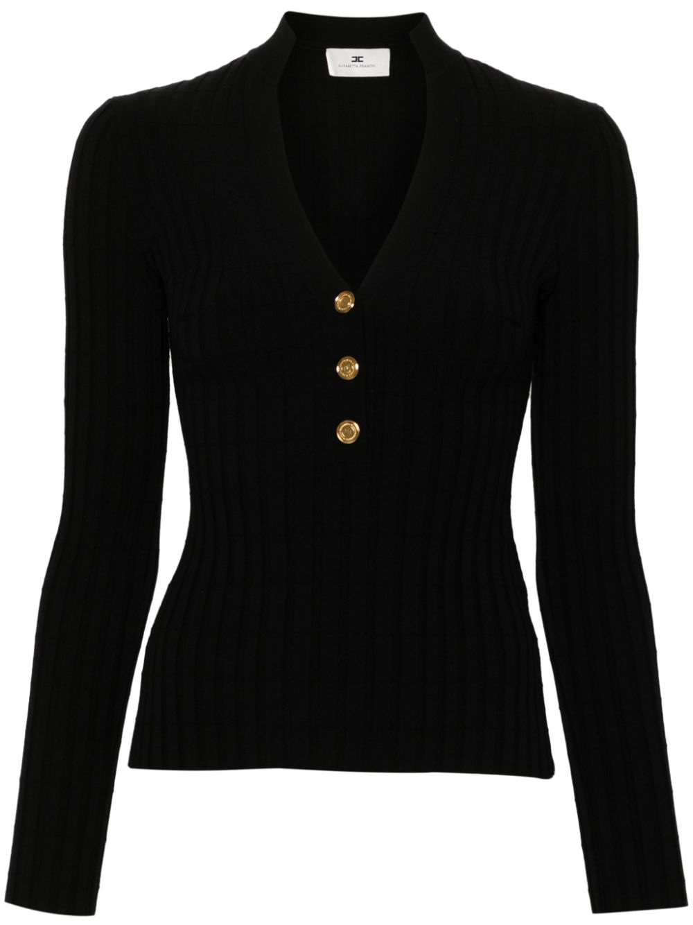 Elisabetta Franchi V-neck ribbed jumper - Black von Elisabetta Franchi