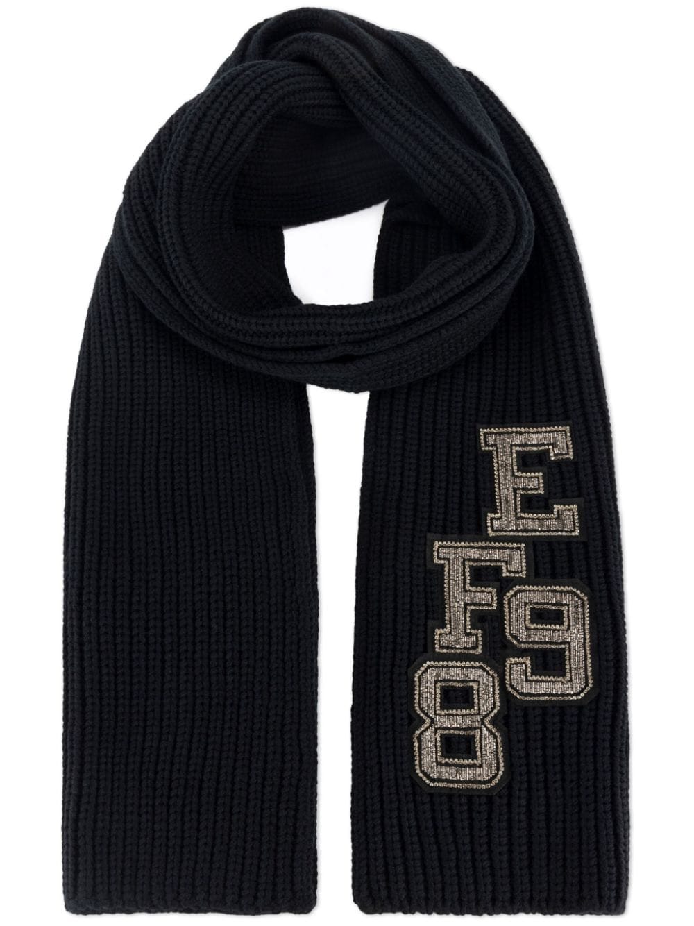 Elisabetta Franchi appliqué ribbed scarf - Black von Elisabetta Franchi