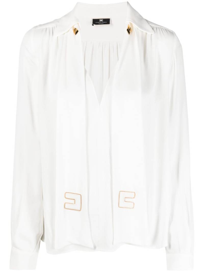 Elisabetta Franchi attached-scarf logo-appliqué blouse - White von Elisabetta Franchi