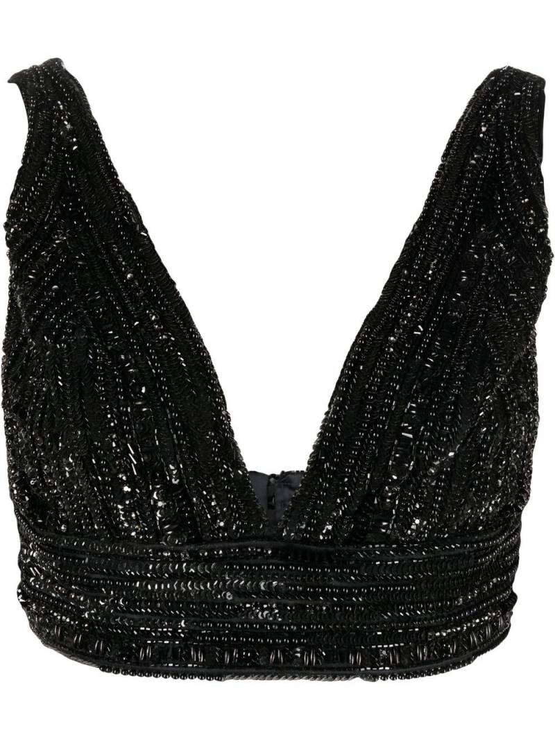 Elisabetta Franchi bead-embellished cropped tank top - Black von Elisabetta Franchi