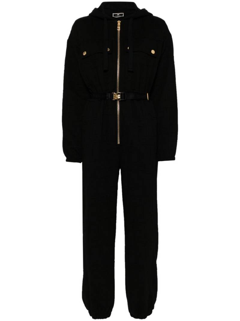 Elisabetta Franchi belted fleece-texture jumpsuit - Black von Elisabetta Franchi