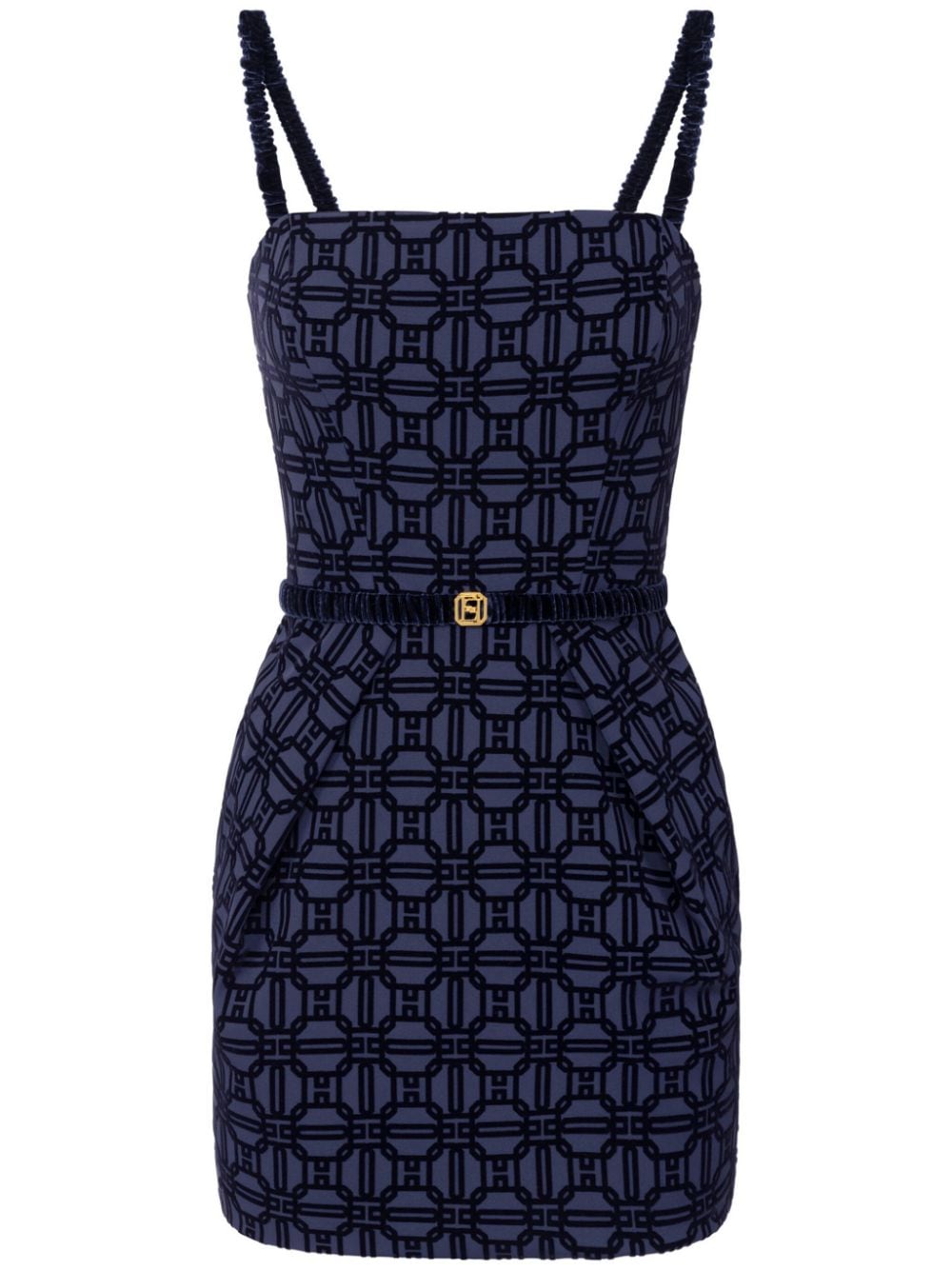 Elisabetta Franchi belted flock crêpe mini dress - Blue von Elisabetta Franchi