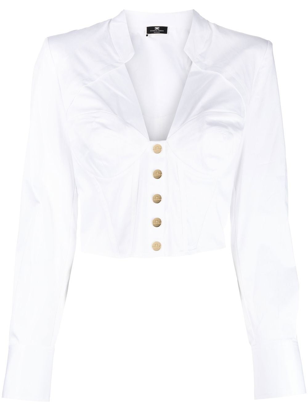 Elisabetta Franchi button-front V-neck shirt - White von Elisabetta Franchi