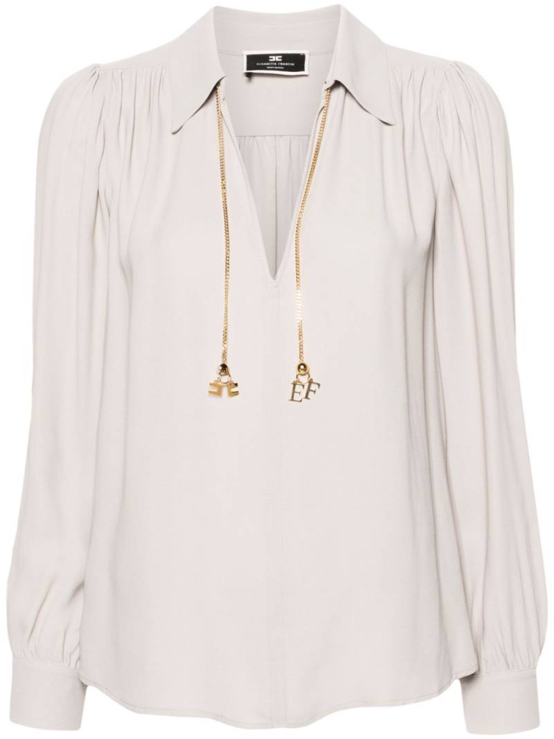 Elisabetta Franchi chain-detail georgette blouse - Grey von Elisabetta Franchi