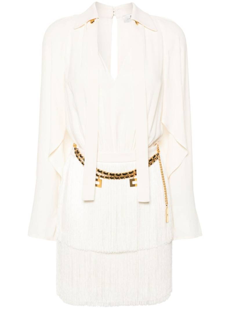 Elisabetta Franchi chain-link detail crepe mini dress - Neutrals von Elisabetta Franchi