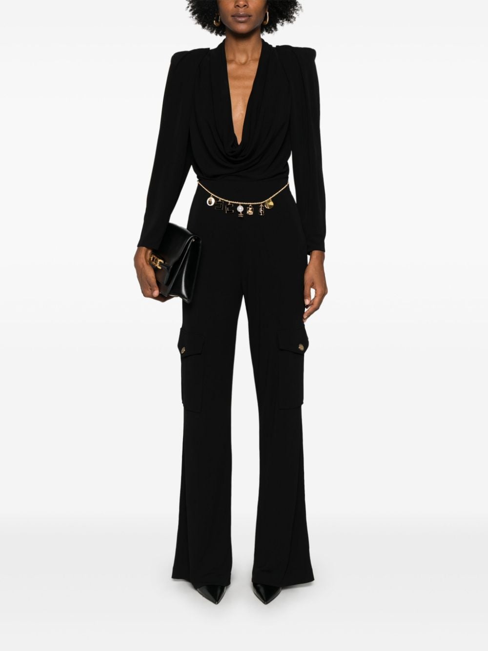 Elisabetta Franchi charm-belt jersey jumpsuit - Black von Elisabetta Franchi