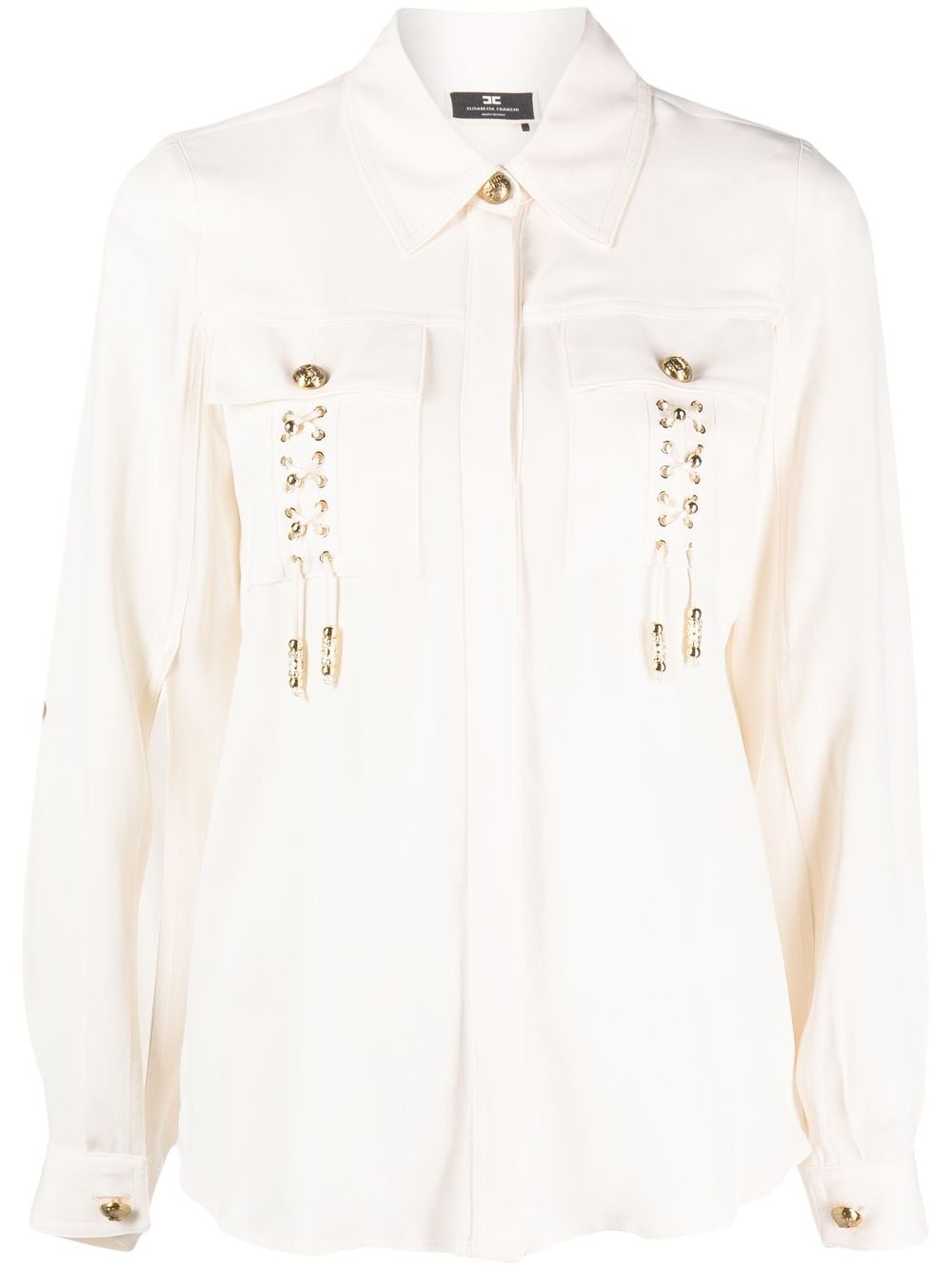 Elisabetta Franchi criss-cross detail shirt - Neutrals von Elisabetta Franchi