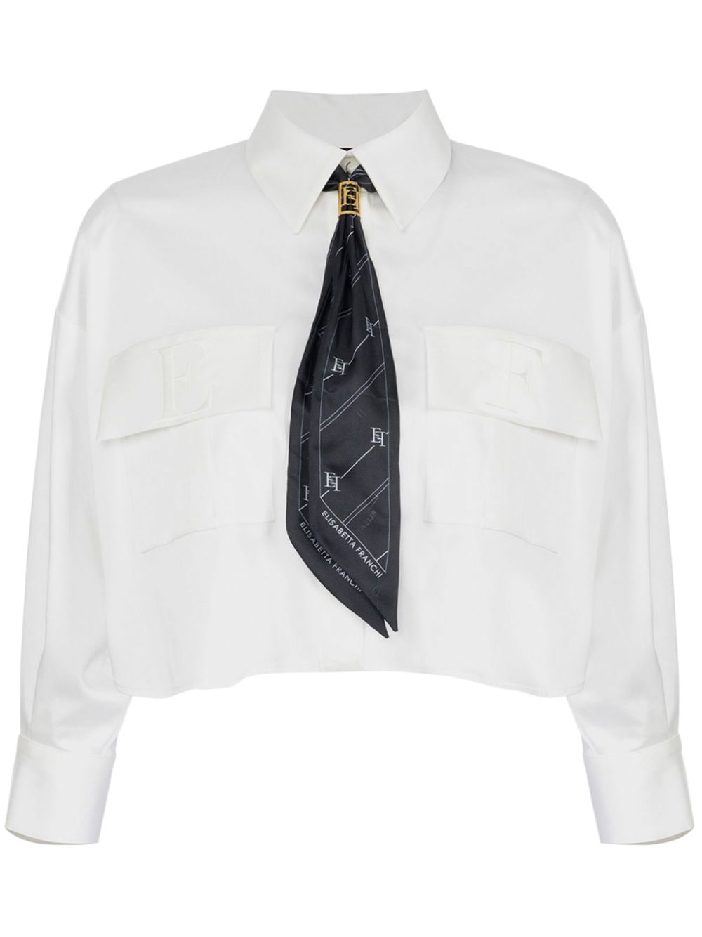 Elisabetta Franchi cropped satin blouse - White von Elisabetta Franchi