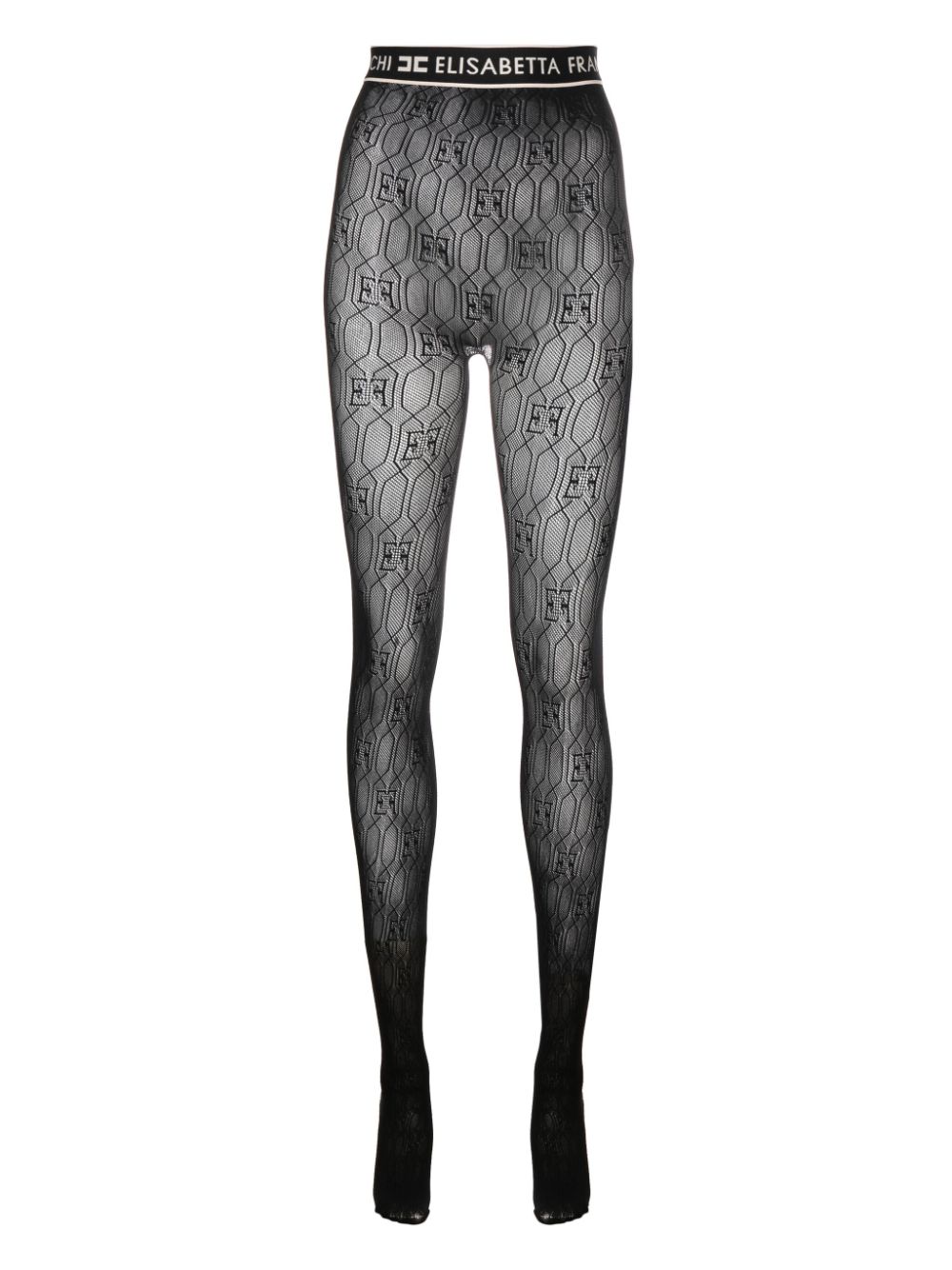 Elisabetta Franchi déco-logo semi-sheer tights - Black von Elisabetta Franchi