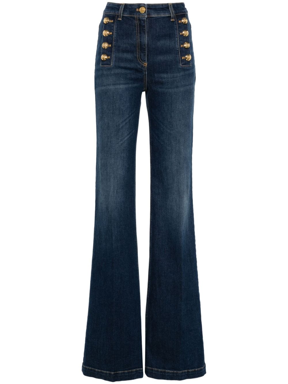 Elisabetta Franchi decorative-button high-waist wide-leg jeans - Blue von Elisabetta Franchi