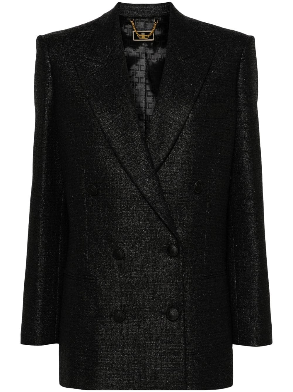 Elisabetta Franchi double-breasted tweed blazer - Black von Elisabetta Franchi