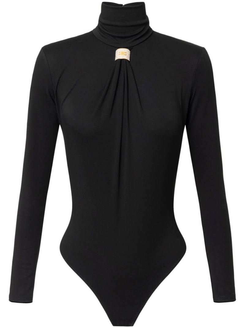 Elisabetta Franchi draped logo-plaque bodysuit - Black von Elisabetta Franchi