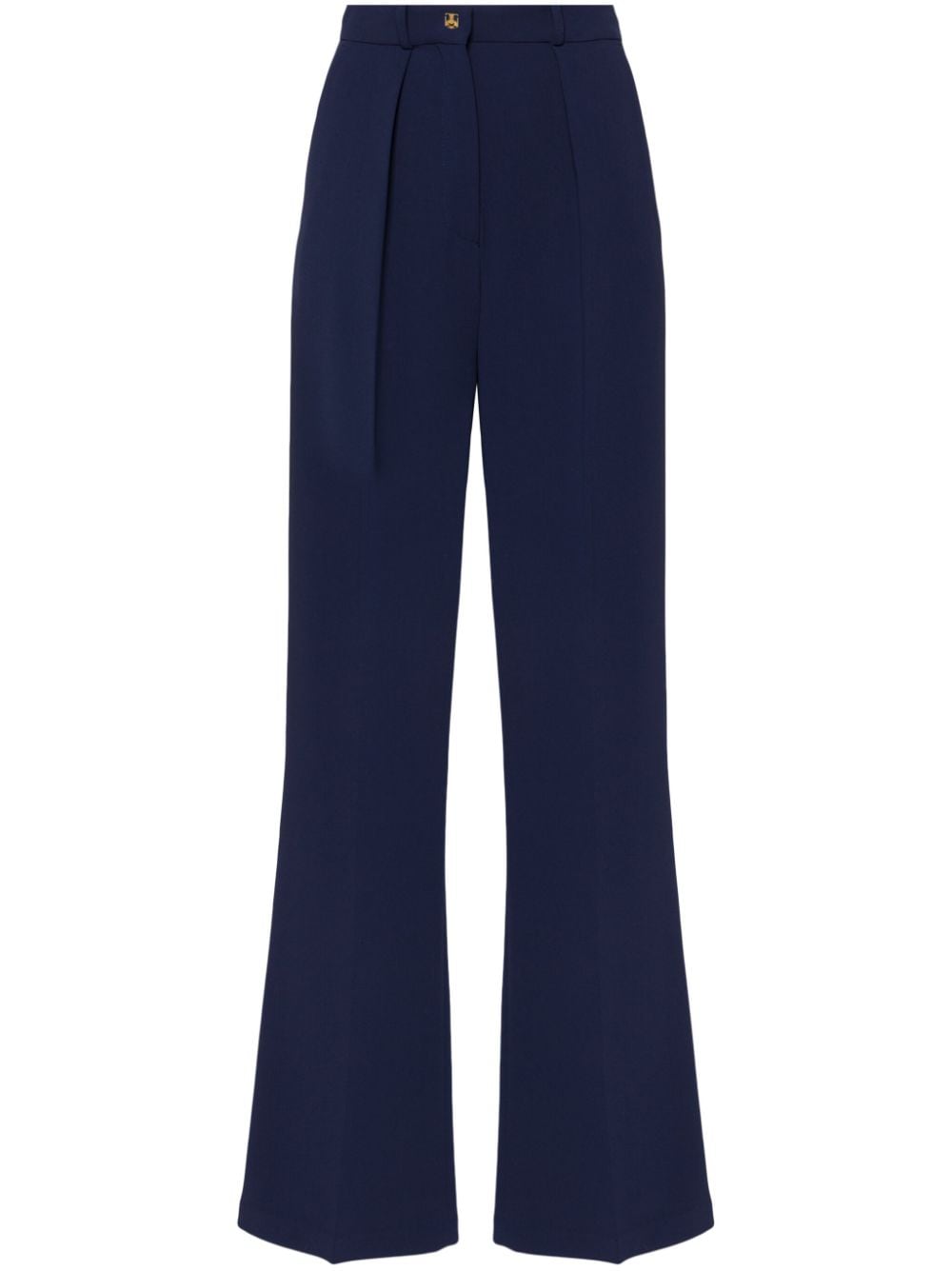 Elisabetta Franchi emblem crepe straight trousers - Blue von Elisabetta Franchi