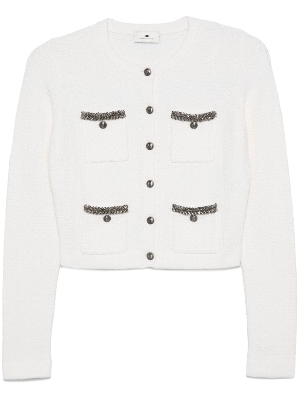 Elisabetta Franchi embroidered bouclé cardigan - White von Elisabetta Franchi