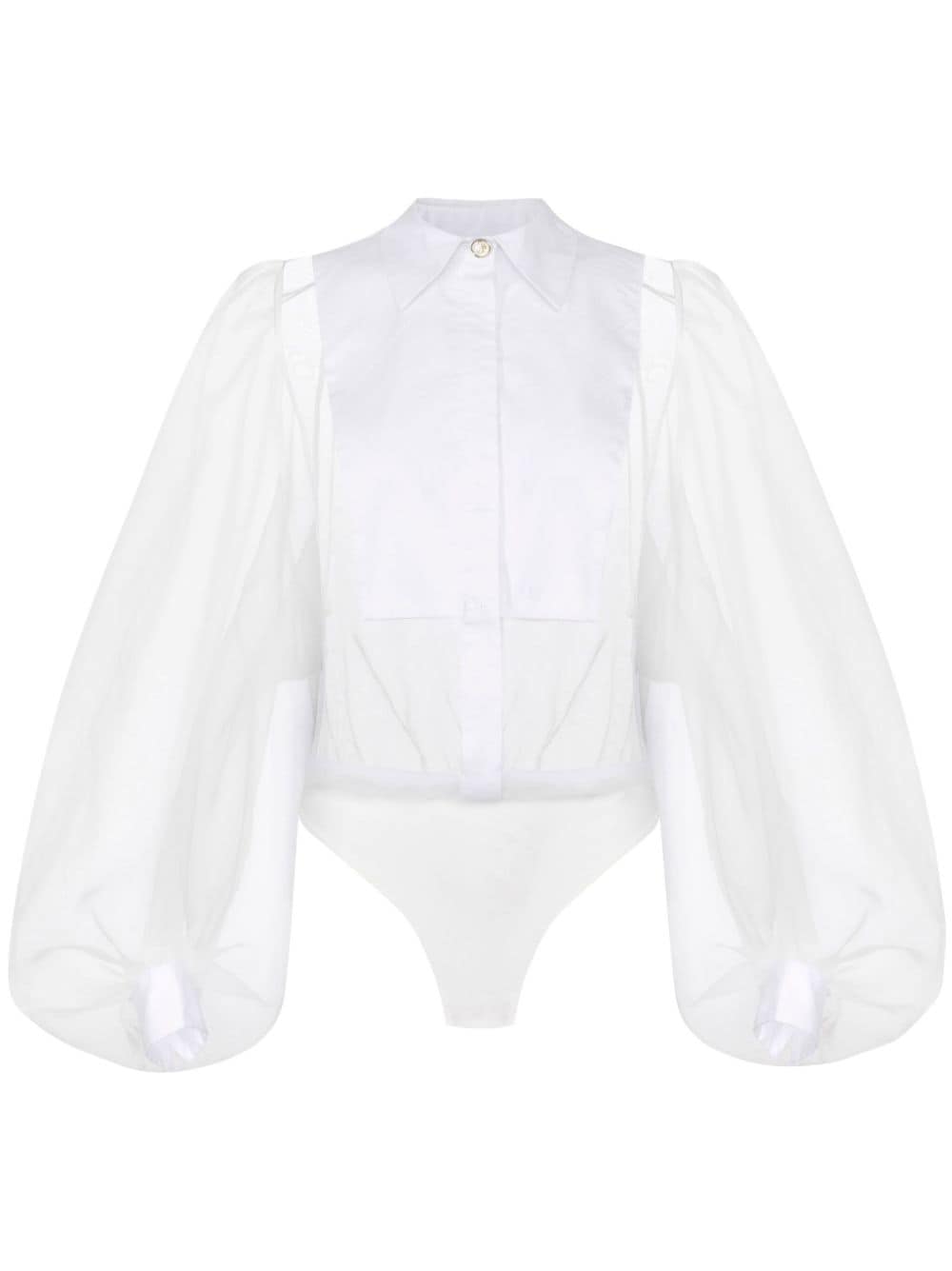 Elisabetta Franchi embroidered organza bodysuit - White von Elisabetta Franchi