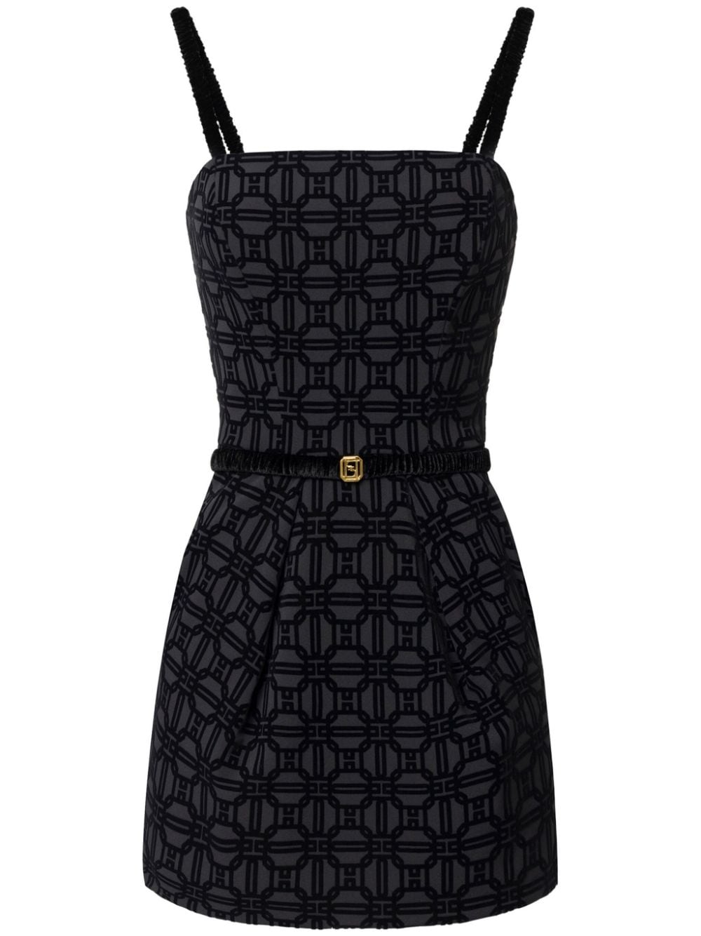 Elisabetta Franchi flock-print crêpe minidress - Black von Elisabetta Franchi