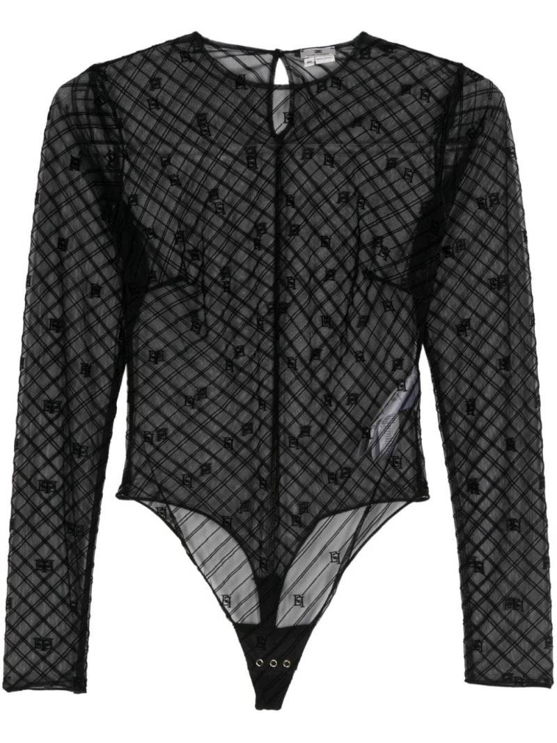 Elisabetta Franchi flocked monogram-jacquard bodysuit - Black von Elisabetta Franchi