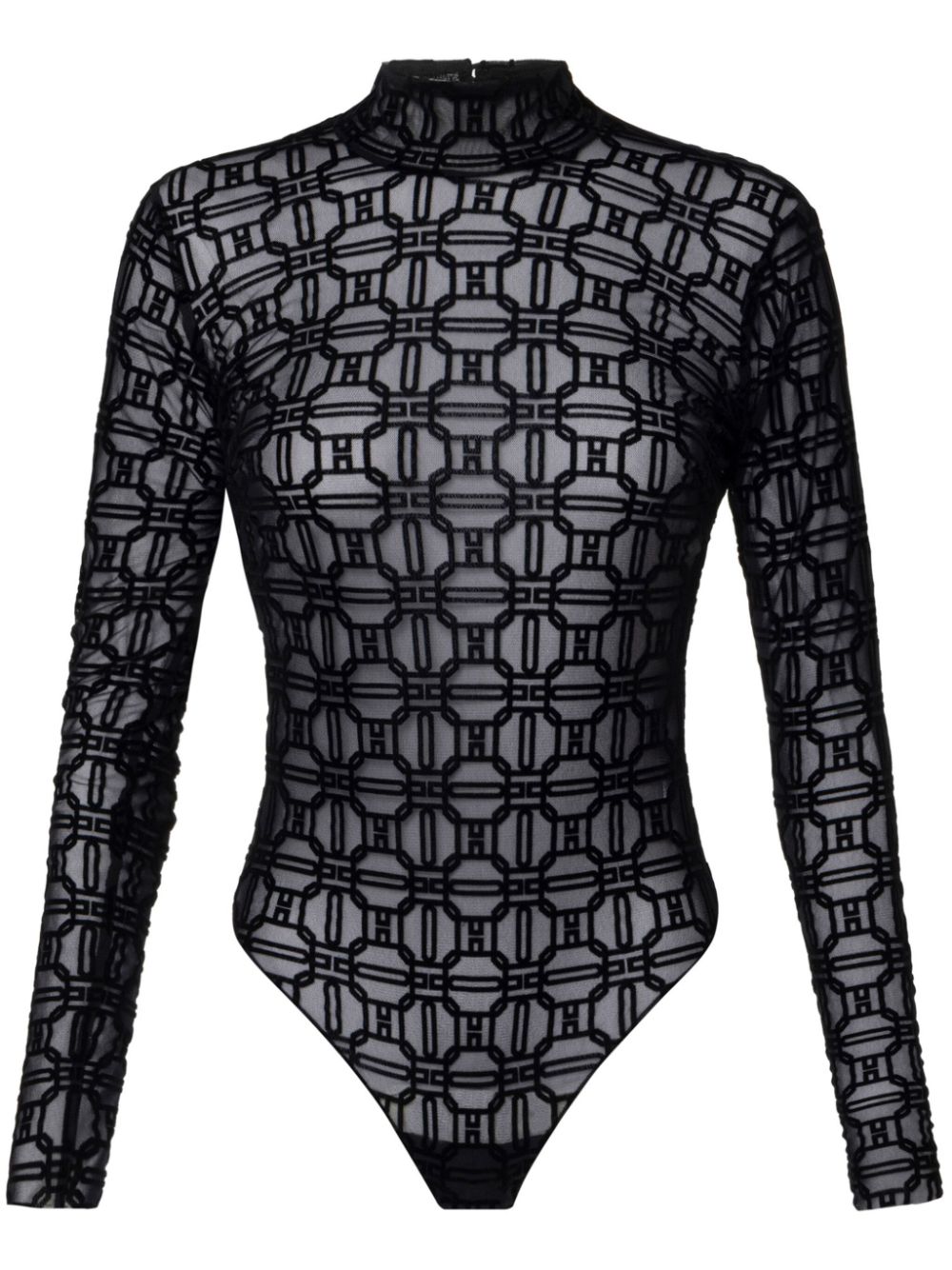 Elisabetta Franchi geometric pattern fitted bodysuit - Black von Elisabetta Franchi