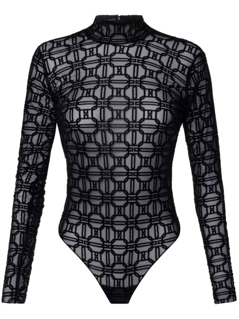 Elisabetta Franchi geometric pattern fitted bodysuit - Black von Elisabetta Franchi