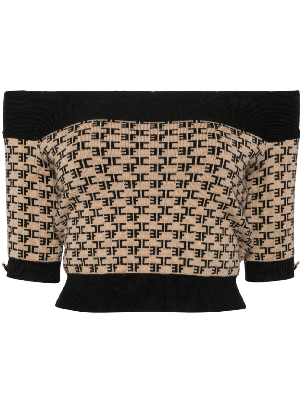 Elisabetta Franchi intarsia knit-logo crop top - Brown von Elisabetta Franchi