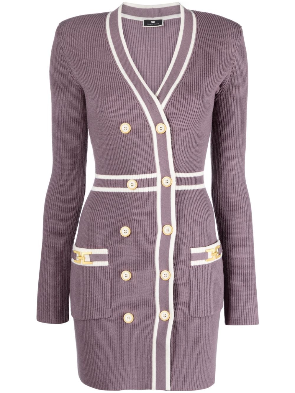 Elisabetta Franchi knitted V-neck long-sleeve minidress - Purple von Elisabetta Franchi