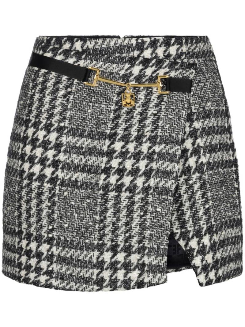 Elisabetta Franchi laminated tweed wraparound skirt - Black von Elisabetta Franchi