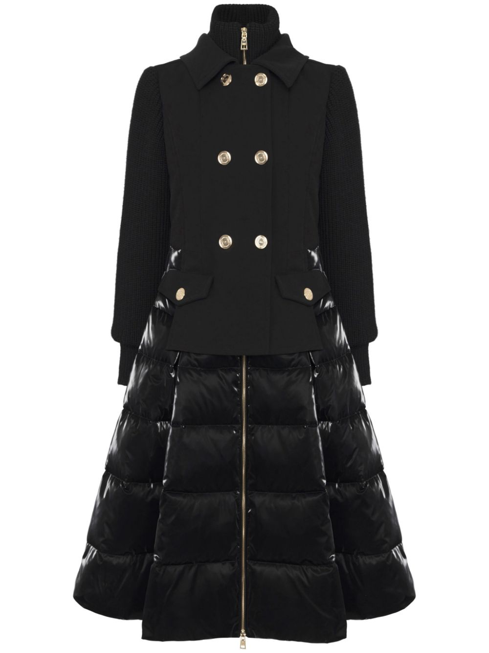 Elisabetta Franchi layered A-line padded coat - Black von Elisabetta Franchi