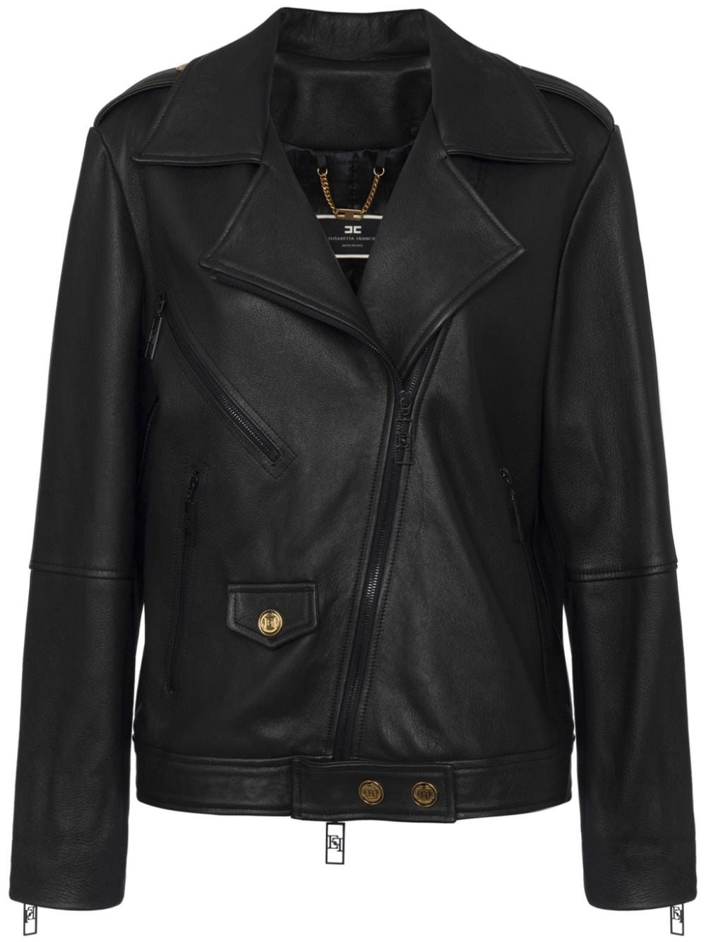 Elisabetta Franchi leather biker jacket - Black von Elisabetta Franchi