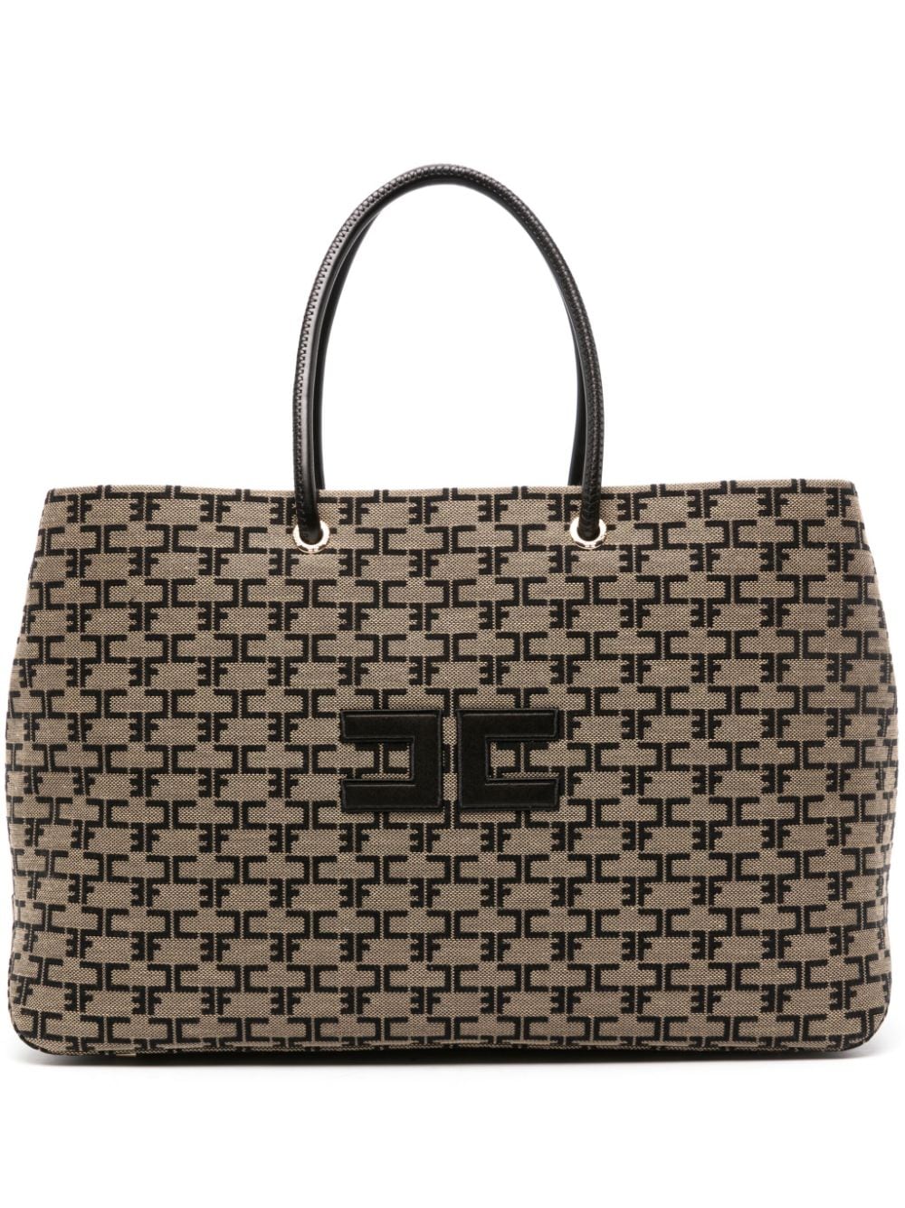 Elisabetta Franchi logo-appliqué monogram tote bag - Neutrals von Elisabetta Franchi