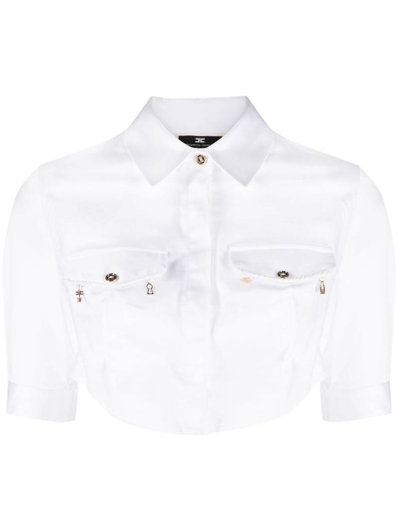 Elisabetta Franchi logo-charm cropped shirt - White von Elisabetta Franchi