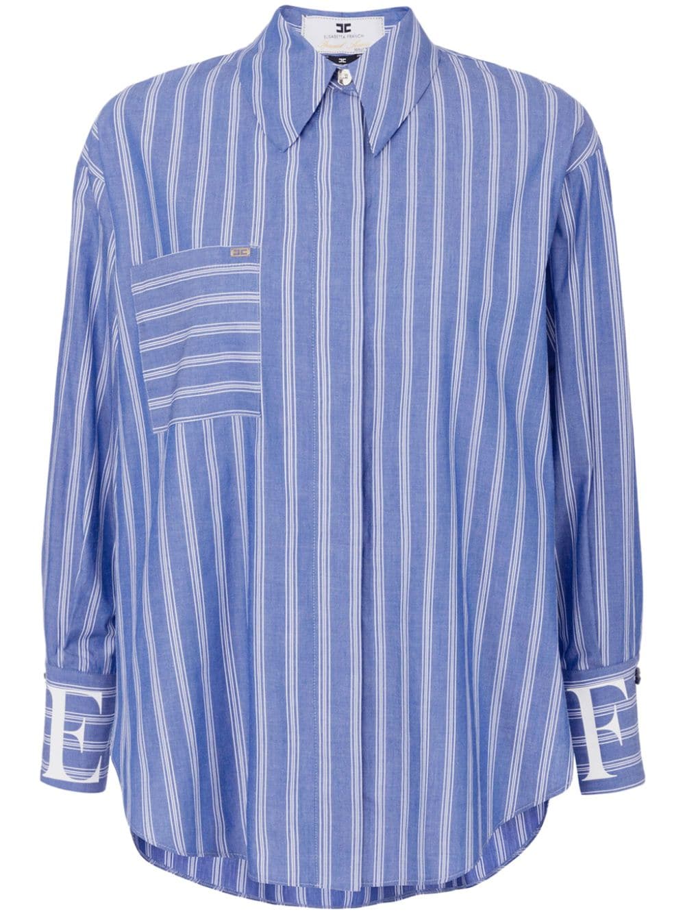 Elisabetta Franchi logo-cuffs striped shirt - Blue von Elisabetta Franchi