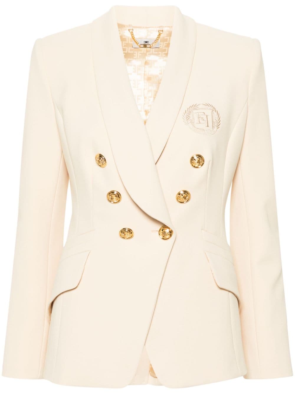 Elisabetta Franchi logo-embroidered blazer - Yellow von Elisabetta Franchi