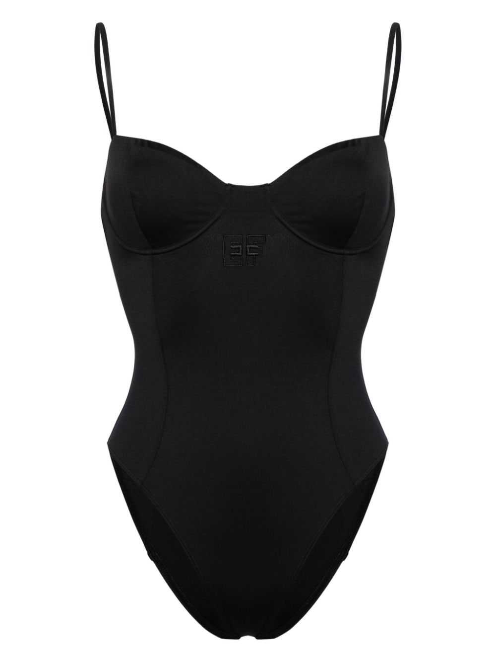 Elisabetta Franchi logo-embroidered bustier swimsuit - Black von Elisabetta Franchi