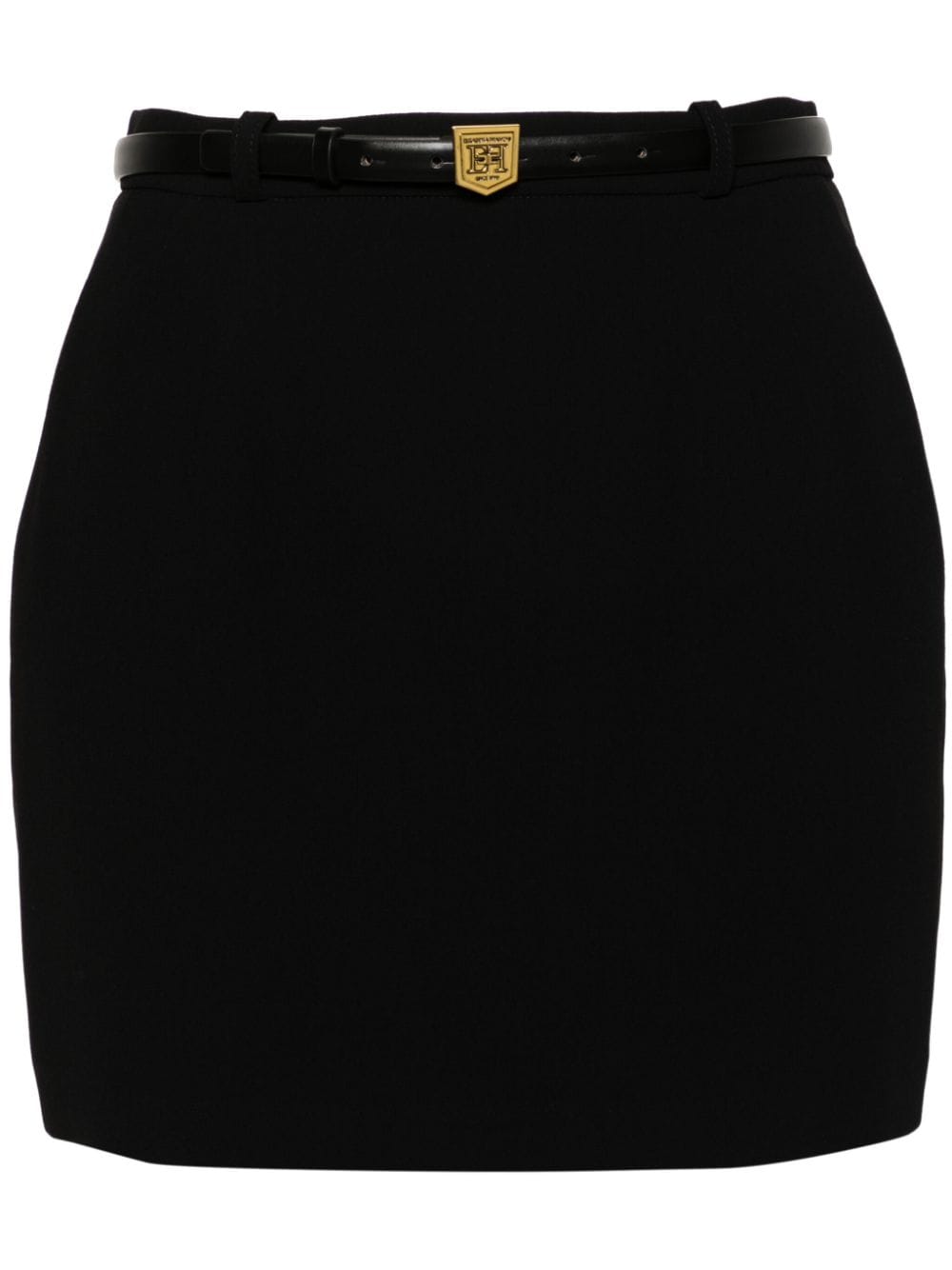 Elisabetta Franchi logo-embroidered crepe mini skirt - Black von Elisabetta Franchi