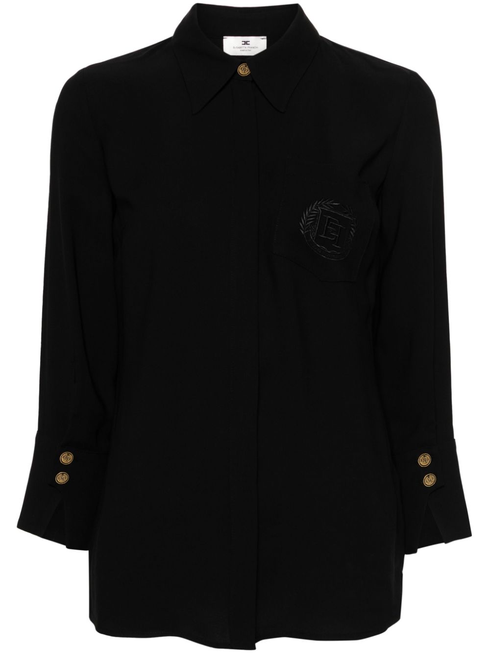 Elisabetta Franchi logo-embroidered crepe shirt - Black von Elisabetta Franchi