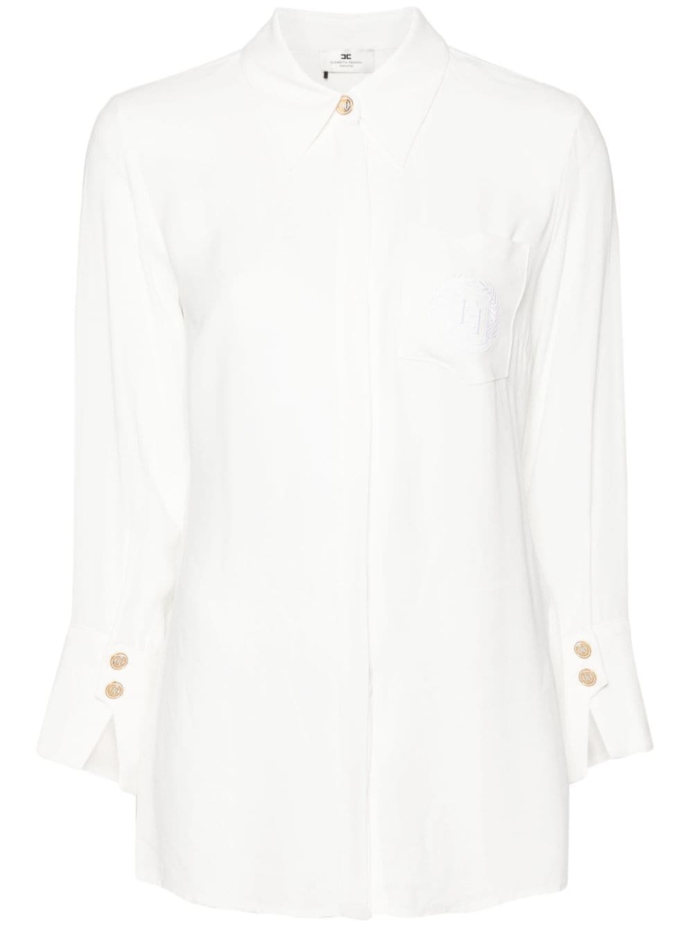 Elisabetta Franchi logo-embroidered crepe shirt - White von Elisabetta Franchi