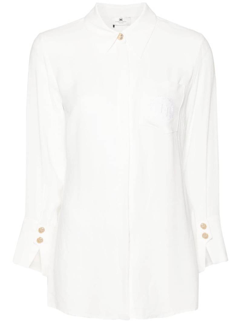 Elisabetta Franchi logo-embroidered crepe shirt - White von Elisabetta Franchi