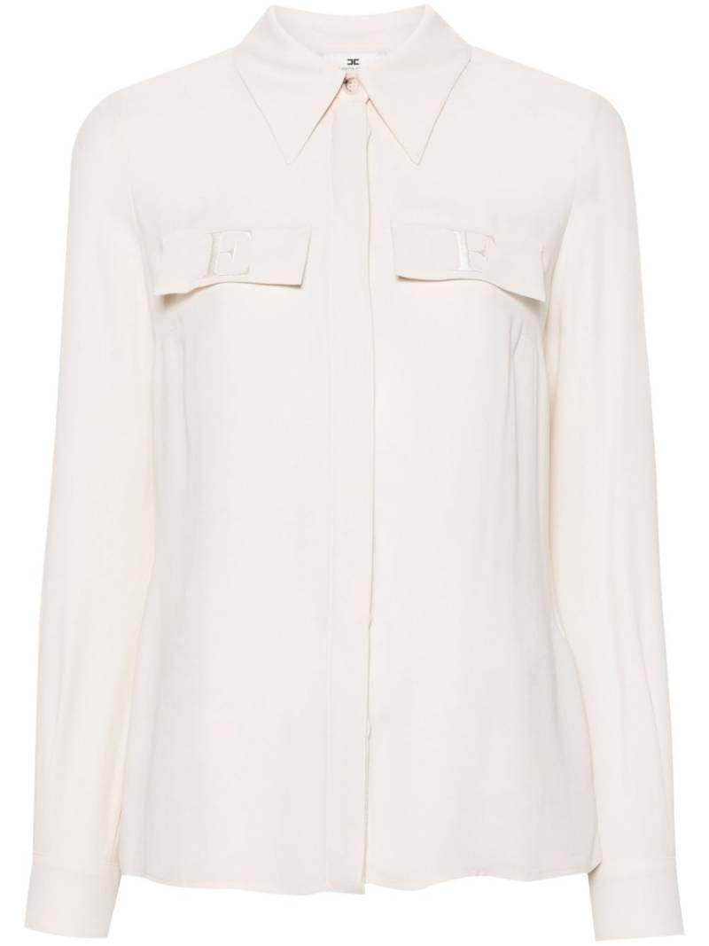 Elisabetta Franchi logo-embroidered georgette shirt - Neutrals von Elisabetta Franchi