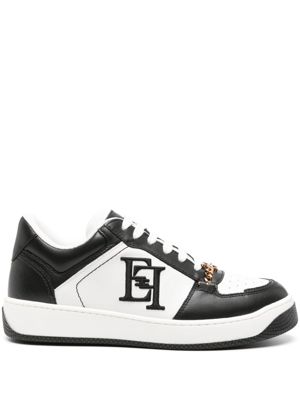 Elisabetta Franchi logo-embroidered leather sneakers - White von Elisabetta Franchi