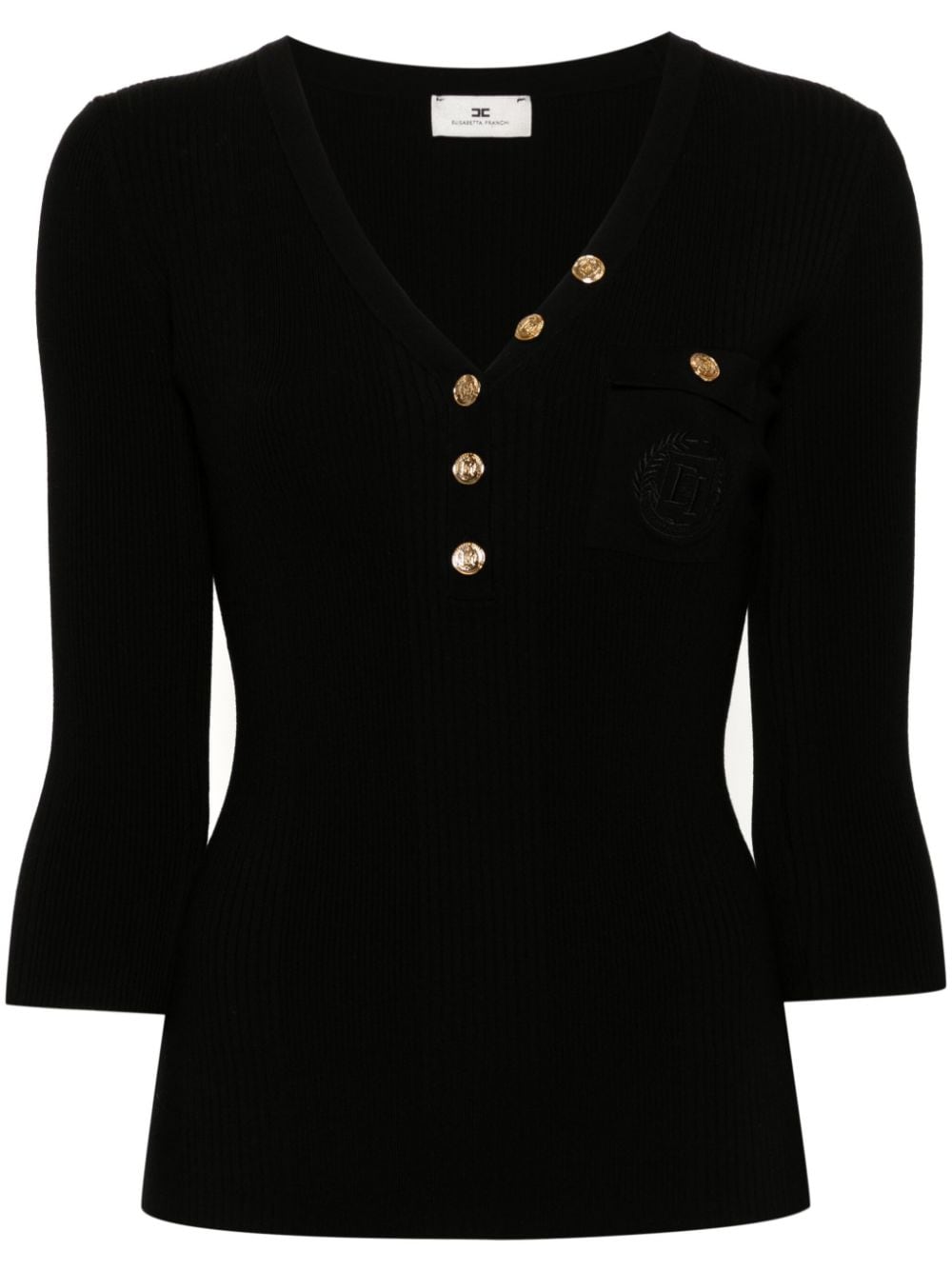 Elisabetta Franchi logo-embroidered top - Black von Elisabetta Franchi
